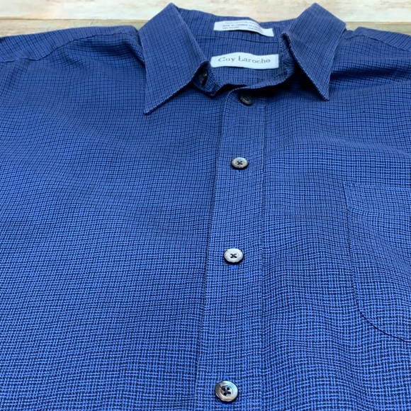 Guy Laroche Button Down Blue Black Shirt Canada XL - Picture 3 of 7